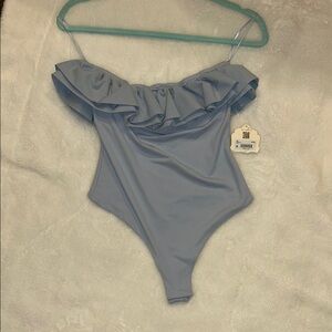 Altar’d State Off-Shoulder Bodysuit in Light Blue (never worn)